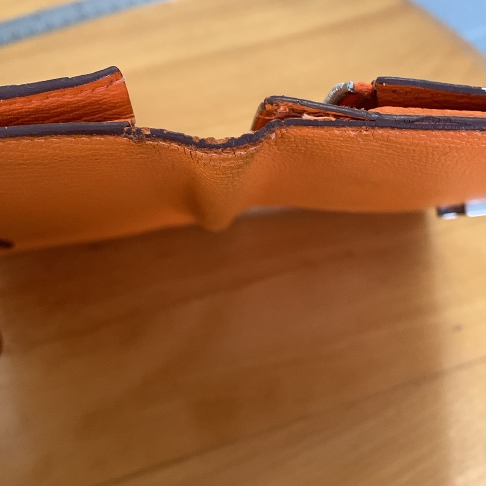 Hermès Bearn Soufflet Wallet Orange Epsom Leather Vintage FAIR CONDITION - Picture 10 of 15